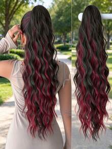 HEYPINK Claw-Shaped Ponytail Extension, 26 Inch Long, Water Wave, Heat-Resistant Fiber Synthetic Hair, Suitable For Women, Girls, Party And Daily Use., Halloween - Piano Color - View 11