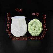 1 khuôn silicon hình cáo ngủ vòng hoa hoa, khuôn silicon tự làm nến thơm, đồ trang trí thạch cao handmade - Trắng - Xem 2