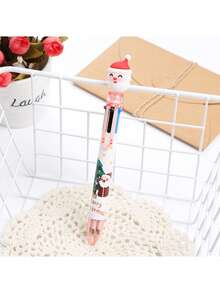 1pc 6-Color Ballpoint Pen, Multi-Color Oil-Based Pen For Student Prizes And Gifts, Office Stationery For Journaling And Doodling, Suitable As Holiday Gift - Multicolor - View 7