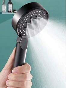 5-Setting Pressurized Shower Head 1pc Suitable For Home Decor - Black-1pc - View 2