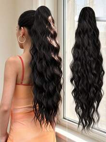 HEYPINK 26 Inch Black Claw Ponytail Extension, Heat Resistant Synthetic Wavy Hair Ponytail, Suitable For Women And Girls For Daily Wear And Party Occasions, Halloween - Black - View 8