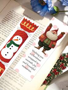 30pcs Christmas Greeting Bookmarks, Planner Scrapbook Material, Decorative Student Reading Book Page Markers, Book Markers, Christmas Santa Holiday Gift Cards - 30pcs - View 8
