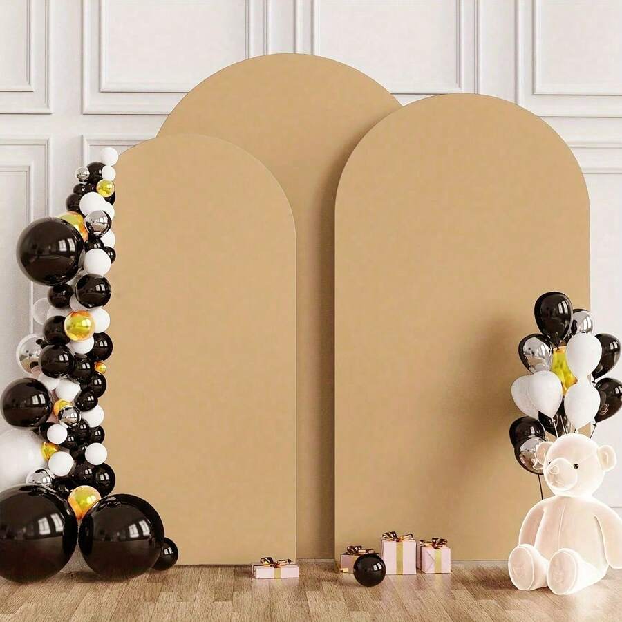 Khaki Arch Backdrop, 5ft, 6ft, 6.6ft, 7.2ft Wedding Arch Cover 2 Panels Spandex Fabric Arch Backdrop Dome Arch Backdrop Fabric Suitable For Birthday Party Wedding Arch Frame Decoration (Arch Frame Not Included, Fabric Backdrop Only) - Khaki - View 1