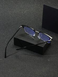 1PC Men's Metal Square Reading Gaming Computer Phone Fashion Light Glasses - Multicolor - View 2