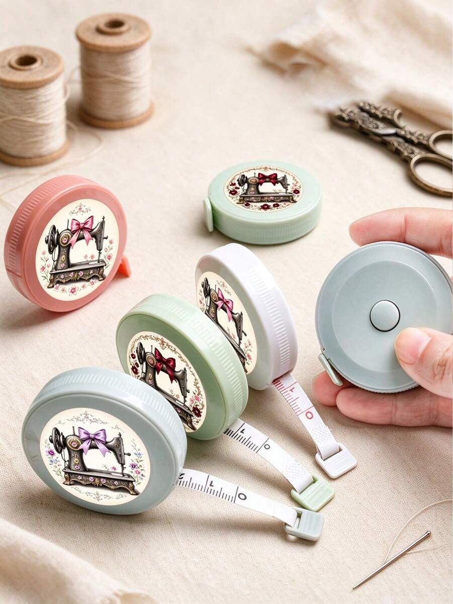 Retractable Soft Tape Measure, Dual-Sided Cm And Inch Scales, Multiple Styles To Choose From,Bow Sewing Machine Print Flexible Measuring Ruler For Sewing, Tailoring, Handmade, Measurement, Fitness Studios, Or Apparel Industry - Multicolor - View 1