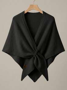 1pc High-Quality Triangular Shawl Cape, Soft Knitted Warm Solid Color Scarf Wrap For Women - Multicolor - View 11
