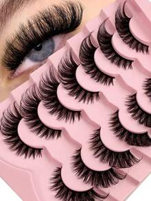 7 Pairs Natural Style False Eyelashes, Fox Eye/Cat Eye/Elongated Tail Style, Soft And Lightweight, Suitable For Beginners, Easy To Wear, Suitable For Daily Wear And Dates - View 6