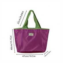 1pc, Colorful Design! Foldable Large Capacity, Convenient For Supermarket Shopping And Laundry. Drawstring Design With Geometric Print, Multi-Pocket Design, Suitable For Travel And Fitness, Outdoor Portable, Holiday Gift, Christmas, Kitchen Gadget - View 2