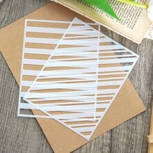 2 buah Stensil Bergaris untuk DIY, Cocok untuk Melukis, Scrapbooking, dan Embossing - Desain Horizontal dan Diagonal Multifungsi, Stensil Kerajinan PET Fleksibel dan Tahan Lama - 2 - View 8