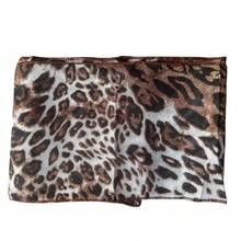 Women's Leopard Print Thin Silk Scarf, Smooth Faux Silk Neck Scarf, Multi-Functional Headscarf, Bag Accessory, Daily Casual Wear - Brown - View 7