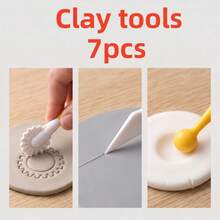 7Pcs Clay Sculpting Tools Set, 4Pcs Dual-Ended Clay Roller Tools & 3Pcs Pottery Carving & Shaping Tools, Multi-Shape Polymer Clay Modeling Kit, DIY Embossing Craft Supplies For Kids, Beginners & Handmade Art Projects, Portable - Multicolor - View 4
