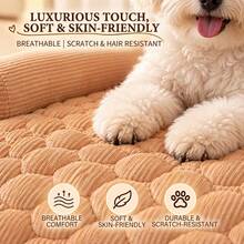 1pc Plush Pet Cat Dog Bed Mat, Sofa Bed, Non-Slip, Washable Sofa Protector Pad With Cushion, Pet Furniture Cover, Suitable For Dogs, Cats - Coffee Brown - View 4
