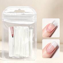 10/20pcs White Paperless Quick-Dry Fiber Nail Tips, Fast Soft Gel Fiberglass Nail Extension Patches, Disposable Natural Soft Material Nail Extension Stickers - Multicolor - View 2