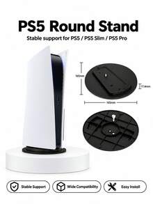 Jemdura Vertical Stand For PS-5 Pro/Slim (Compatible With Both Disc And Digital Editions) - Features A Round, Non-Slip Base; Offers Broad Compatibility And Easy Installation; Blends Seamlessly Into Your Gaming Setup-An Ideal Gaming Accessory. - View 2