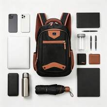 1 Pieza Mochila Hombre Impermeable Gran Capacidad Correas Acolchadas Transpirable Multibolsillos Para Escuela Viaje Y Negocios - B1511 - Ver 6