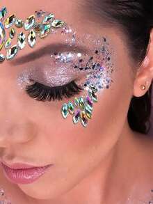 STARTTOOS 1pc Laser Fashion Self-Adhesive 3D Faux Gemstone Face Rhinestone Sticker, Holiday Gift, Music Festival, Y2K Makeup, Party Face Decoration - Multicolor - View 5