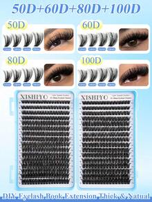 640/608/544 Clusters False Eyelashes Kit, With Lash Glue And Sealant, Tweezers, Brush, Mixed Lashes Easy To Use Beginner Friendly, Soft Natural Thick Classic Lash Extension Kit, Suitable For Daily, Wedding, Party, Cosplay Makeup - Multicolor - View 6