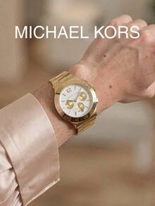 MK5933 Michael Kors Men's Chronograph Watch All Gold Tone Metal Bracelet Multi Function Dial With Date Casual Watch Daily Wear Birthday Gift For Him - Gold - View 8