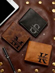 Dompet dan Tempat Kartu yang Dipersonalisasi, Dompet Pria yang Dipersonalisasi, Nama atau Teks yang Dapat Disesuaikan, Dompet Pria Kustom, Tempat Kartu dan Kantong Uang Lipat Warna Hitam Murni, Hadiah Kombinasi Huruf Kustom, Untuk Suami, Ayah, Pacar (Ulang Tahun, Hari Jadi, Wisuda) - Klip Uang Tunai Kompak yang Dipersonalisasi - MultiWarna - View 2