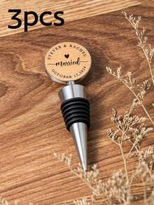 1/2/3pcs Personalized Wine Bottle Stoppers, Customized Engagement Wine Bottle Stoppers, Engraved Wedding Bottle Stoppers, Anniversary Gifts, Engagement Gifts, Wedding Gifts - Multicolor - View 7