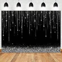 1pc Black Background Silver-Glowing Diamond Fringed Banner, Made Of ...