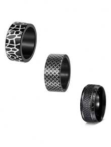 3PCS Simple Retro Celtic Braided Stainless Steel Rings, Men's Jewelry Accessories, Anniversary Gift For Men, Wear For Daily And Party - 3-pack - View 6