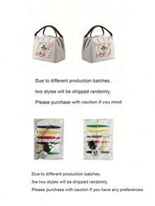 Handbag Printed With Yarn, Scissors And Knitting Needles For Storing Sewing Tools, Makeup And Personal Items. Multiple Fresh Striped Color Options, Suitable For Craft Enthusiasts And Commuters, Artistic Handmade Healing Style, Perfect As A Practical Creative Gift For Girls Who Love Knitting And Sewing - Multicolor - View 10