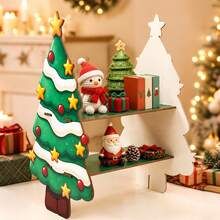 1pc Green Artificial Christmas Tree Storage Rack, With Independent Desktop Centerpiece Display Stand - Multi-Layer Design, Suitable For Gifts, Books, Decorations, Space-Saving Storage Rack, Suitable For Office, Party - Modern Minimalist Holiday Table Decoration - Multicolor - View 5