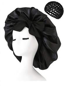 1pc Luxury Satin Sleep Bonnet With Adjustable Bow, Lightweight Hair Protection Cap, Suitable For Curly/Braided/Natural Hair, Multiple Colors Available, Essential For Nighttime Hair Care, Soft And Comfortable, Perfect For Beauty And Travel - View 9