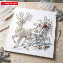 1pc New Pearl Painting Set, 3D Christmas Snow Village Scene Design With Christmas Tree And Golden Floral Pattern, Self-Adhesive Pearl Rhinestones, Suitable For Holiday Birthday Gift, Home Decor - Pearl Painting - View 14