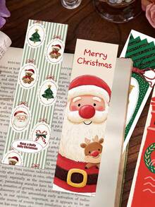 30pcs Christmas Greeting Bookmarks, Planner Scrapbook Material, Decorative Student Reading Book Page Markers, Book Markers, Christmas Santa Holiday Gift Cards - 30pcs - View 7