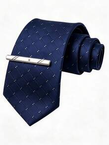 1 Set Men's Premium Jacquard Blue Tie, Tie Clip, Multiple Styles Available, Suitable For Business Events, Wedding Groom Accessories, Daily Commute Versatile - Multi-color 2 - View 10