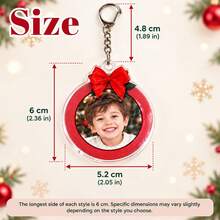 Custom Keychain With Photo, Personalized Christmas Key Chain, Festive Bow Holiday Keychains, Customized Picture Bag Charm, Customizable Xmas Gift - Multicolor - View 2