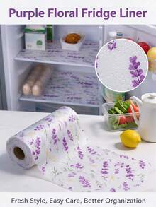 4Pcs Fridge Mats, Easy Wipe Surface For Refrigerator Shelves, Lavender Floral Print, Non Slip Kitchen Liner, Cabinet Drawer Protective Pad Home Organizer - Lavender Pattern - View 11