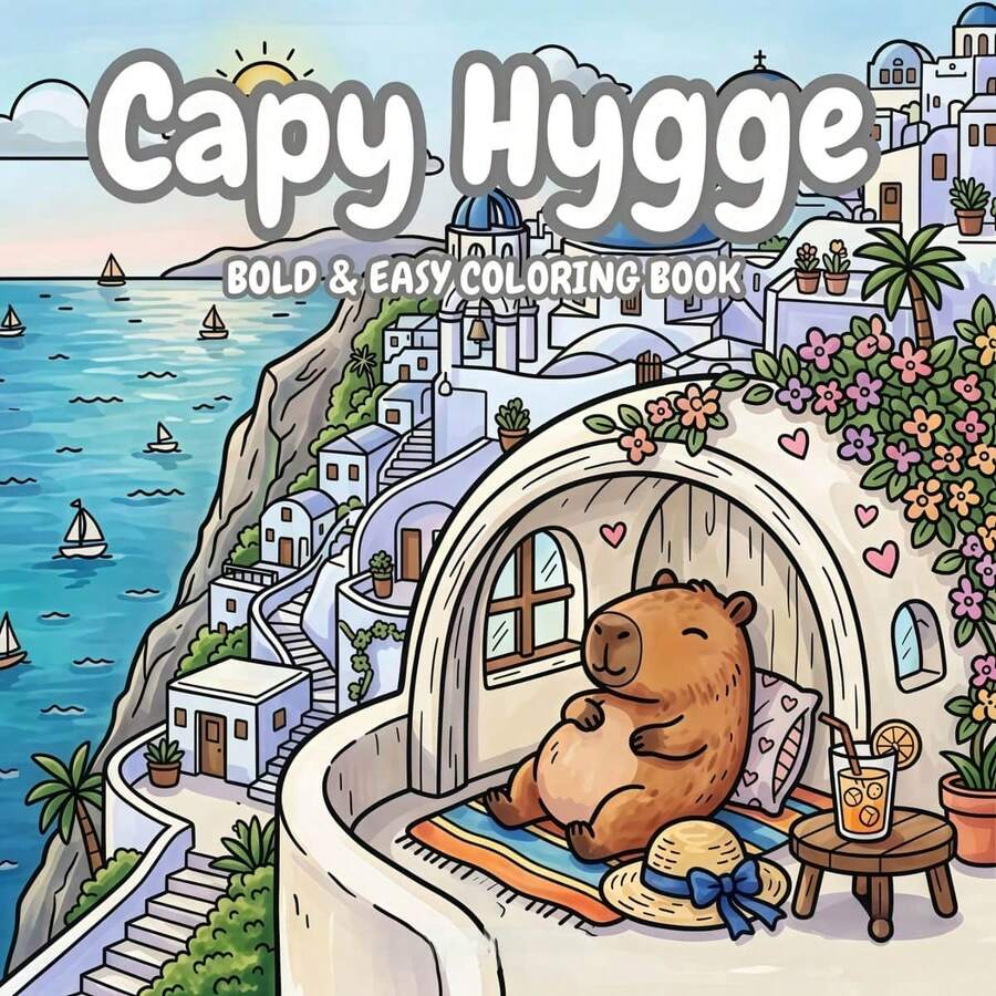 1 Adult Coloring Book Animal Coloring Book Relaxing Comfortable Daily Life Illustrations, Simple Bold Lines, Leisure Activity Book, Ideal Gift Choice For Animal-Loving Adults - Capybara Comfort - View 1