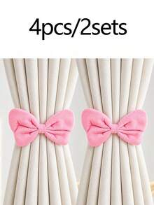 4pcs/2pcs Colorful Bow Curtain Tiebacks, Adjustable No-Drill Design, Decorated With Faux Pearls, Suitable For Bedroom, Living Room, Dining Room, Classroom, Hotel, Tea Room, Guest House, Etc. - one-size - View 16