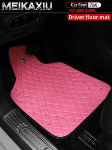 MEIKAXIU 1/2/4PCS Soft Leather Embroidered Crown Rhinestone Blingbling Car Floor Mats, Easy To Clean, Wear-Resistant, Dirt-Resistant, Universal Fit Car Floor Mat Protective Pad For Women - Soft Leather Rhinestone Crown Car Floor Mat - View 10