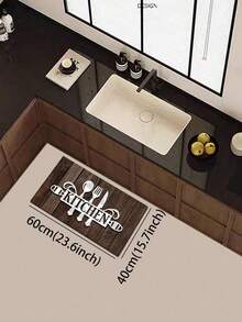 1pc American Style Wood Grain Letter Kitchen Rug, 3.5mm Thick, Cuttable, Cushioned Anti-Fatigue, Non-Slip Absorbent Decorative Mat For Kitchen, Bathroom, Entryway, Hallway, Outdoor Garden - Multicolor - View 15
