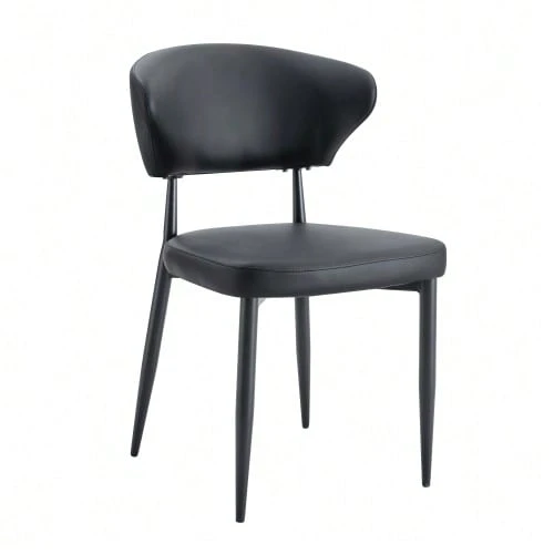 Minimalist Ergonomic Dining Chair With Curved Backrest, Comfortable Design, Offers A New Seating Experience Full Of Comfort And Simplicity. Set Of 2 Chairs. - Black - View 1