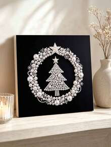 Handmade Pearl Painting Set, Pearl Christmas Tree Pattern Design, Full Set Of Hand Tools, Wall Decoration, Holiday Gifts. - A - View 3