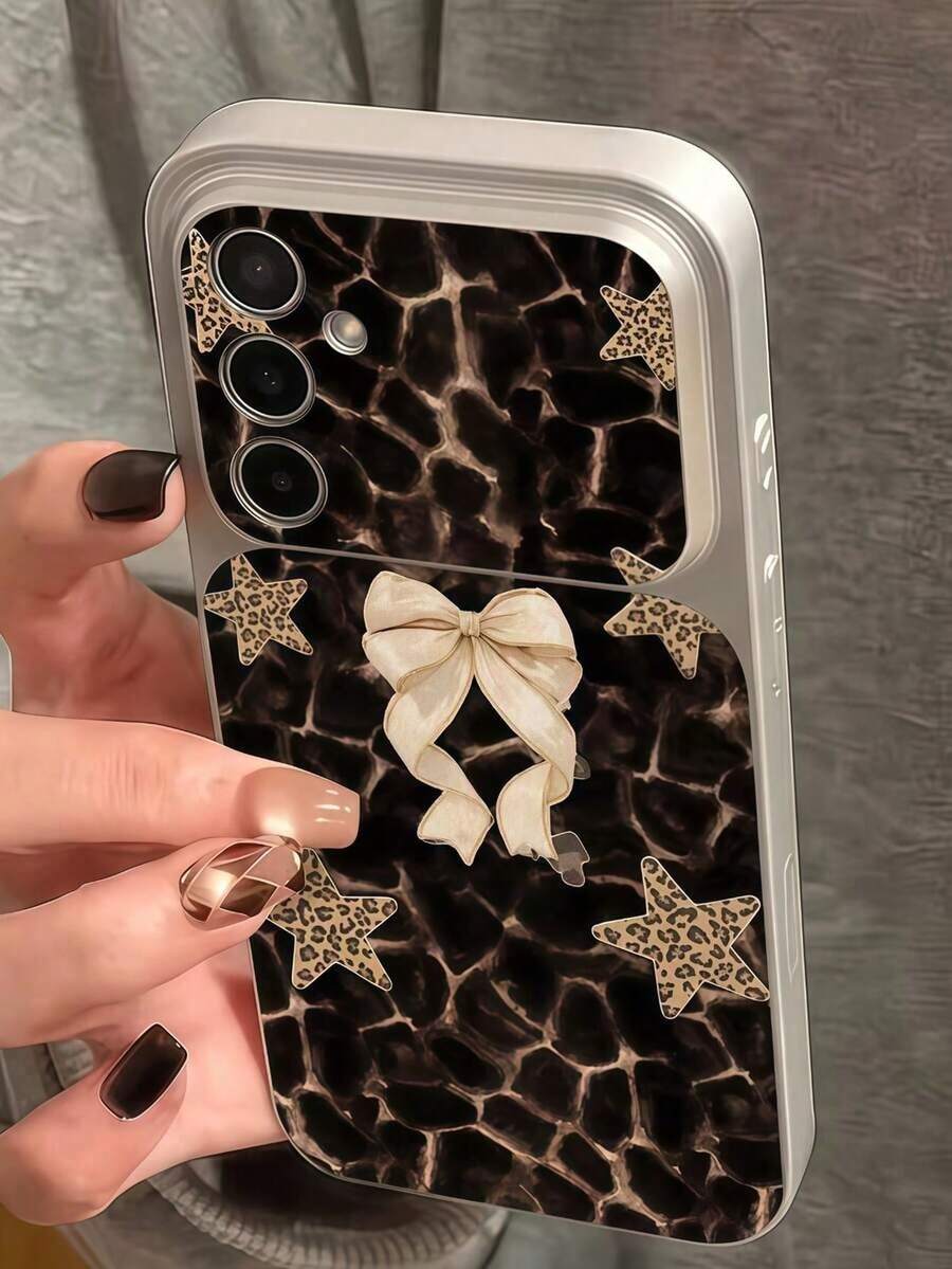 1 buah Casing Ponsel Motif Leopard Bintang Emas dan Pita, Kompatibel dengan iPhone 18 Pro Max 17 Pro Max 16 Pro Max 15 Pro Max 14 Pro Max & 11/12/13/14/15/16/17/18 Pro/Plus - MultiWarna - View 1