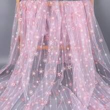 HHMC 1pc Pink Printed Mesh Fabric, Dual-Color Snowflake Pattern Mesh Fabric, Transparent Soft Material, 150cm Wide, Suitable For Indoor Decoration Or DIY Crafts, Such As Curtains, Tablecloths, Dresses, Etc., Sewing Material - Multicolor - View 11