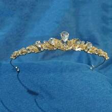1pc Silver Princess Crown Luxury White Rhinestone Queen Tiara, Baroque Gold Wedding Bridal Hair Crown, Elegant Birthday Party Hair Accessory, Sparkling Pageant Headpiece - 189 Crown - View 9