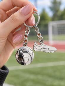 Customized Football Keychain Gift, Football Keychain Pendant, Football Fan Couple Keychain, Travel Bag Charm, Customized Name Keychain - Multicolor - View 4