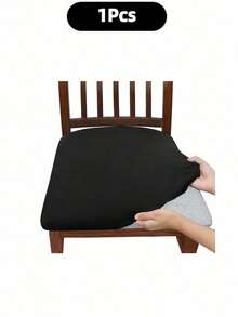 Solid Color High Elastic Chair Seat Cover, Dust-Proof And Wear-Resistant, Suitable For Restaurant Chairs, Office And Home Decor, Washable Dust-Proof Protective Cover, Suitable For Restaurant, Hotel, Home Bench Use, Universal Milk Silk Chair Seat Cover, Restaurant Chair Cover, Dining Chair Cover, Restaurant Chair Cover Set, 1, 4 Or 6 Pieces - Monochrome - View 12