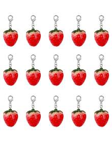 10/20pcs Strawberry Keychain Lobster Clasp Alloy Oil Drop Pendant Accessories Handmade DIY Material Bag Charm - Strawberry - View 2