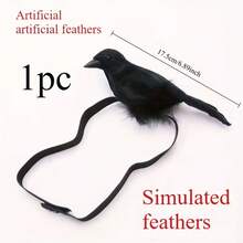 Realistic Crow Shoulder Accessory, Gothic Style Feather Costume Accessory, Crow Statue, Suitable For Halloween, Cosplay, Masquerade, Bachelor Party, Party Decoration, Party Accessory, Halloween Decoration, Halloween Gift - A - View 12