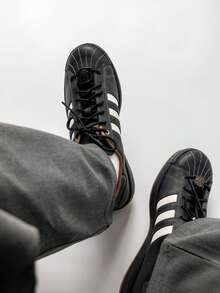 Adidas Originals Superstar 2 Retro Comfortable Classic Non-Slip Durable Shell Toe Rounded Toe Support Low-Top Sneakers Unisex - Black - View 2