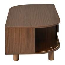 Walnut-Colored Living Room Coffee Table 100*50*35 Cm With 2 Sliding Doors, With Storage, Wooden Legs, Made Of MDF With A Load Capacity Of Up To 30 Kg, Side Table, Sofa Table, Coffee Table, Tea Table - Walnut Wood Color - View 7