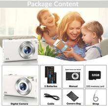 Nicamery Máy ảnh vlogging 4K Full HD 48MP, máy ảnh kỹ thuật số lấy nét tự động, zoom 16x, máy ảnh chụp ảnh cầm tay, quay video độ phân giải cao, chống rung, dành cho học sinh, nhập môn, dùng tại nhà, du lịch và vlog - trắng - Xem 8